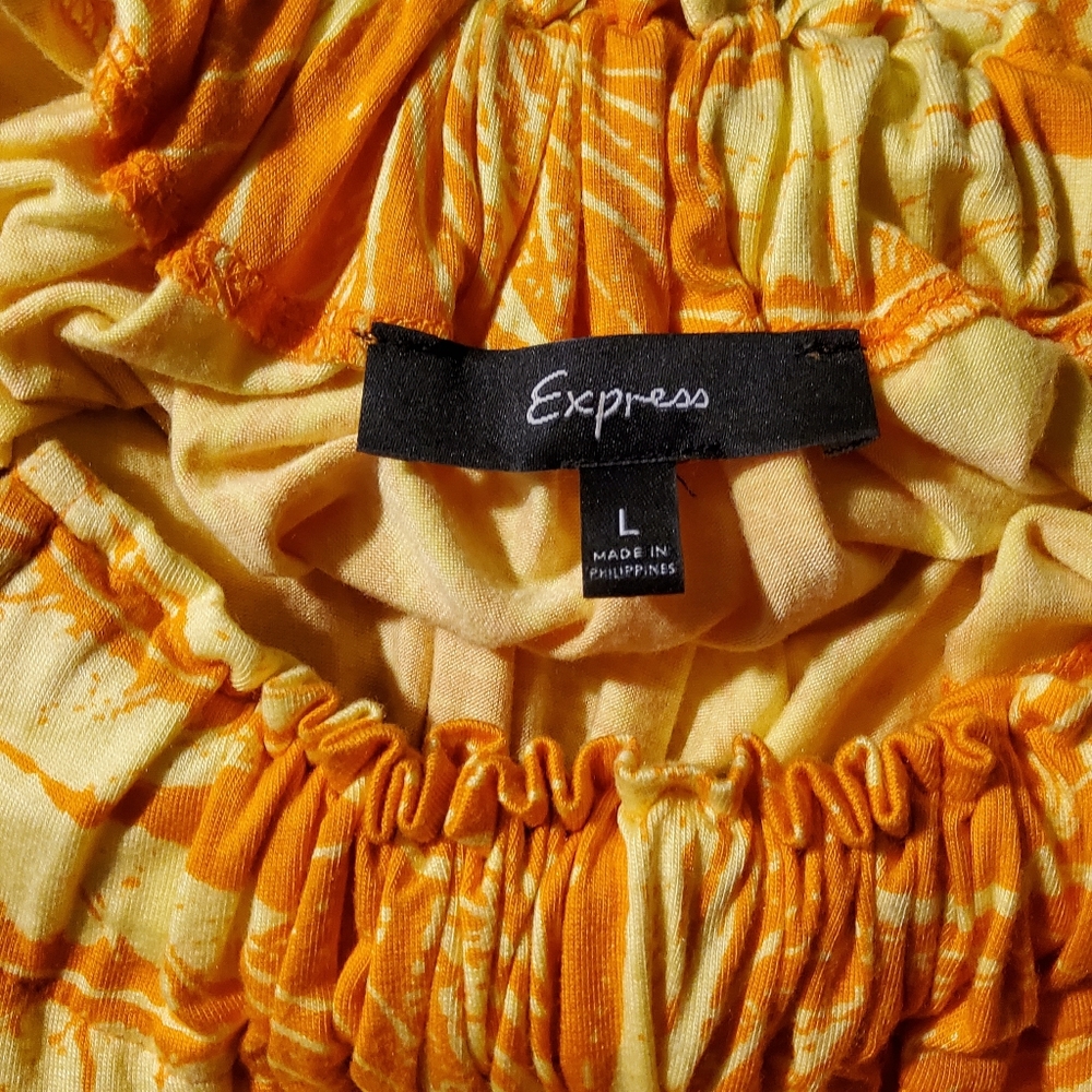 Express Summer Orange/Yellow print Dress Sz L - Picture 4 of 7